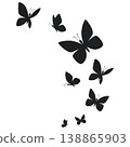 Butterflies silhouette flying on white background. 138865903