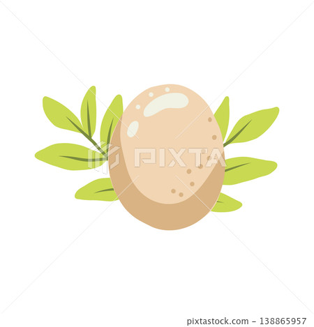 Vector illustration of a easter egg with green leaves on white background. Vector illustration of a easter egg with green leaves on white background. 138865957