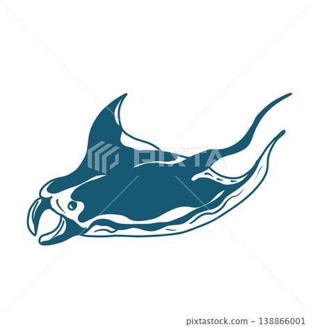 Hand drawn vector Illustration of a Manta Ray Hand drawn vector Illustration of a Manta Ray 138866001
