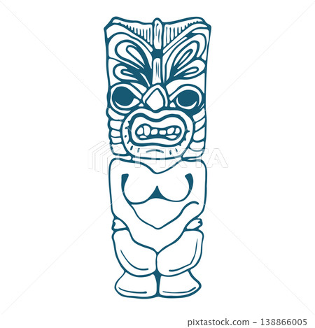 Hand drawn vector illustration of a Tahitian wooden idol. Hand drawn vector illustration of a Tahitian wooden idol. 138866005