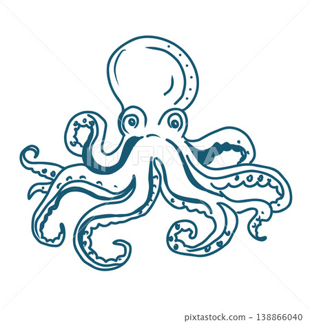 Hand drawn vector illustration of octopus. 138866040