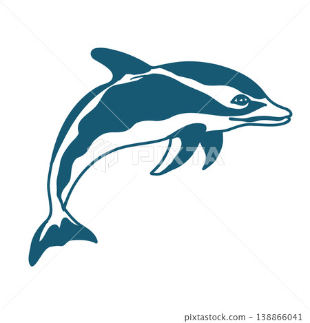 Hand drawn vector illustration of a dolphin isolated on white background 138866041