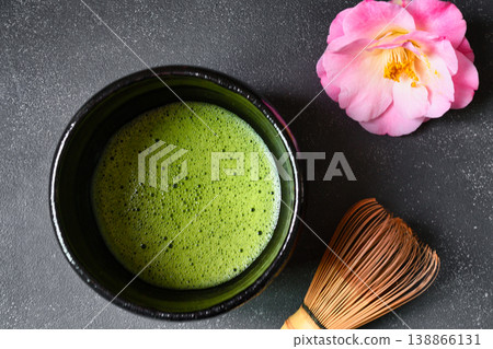 Japanese Tea Ceremony: With a tea whisk and camellia (Japanese style image) 138866131