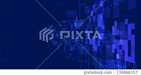 Tunnel with neon planes, cyber matrix infinite wall, blue light glowing block, abstract techno digital vector background Tunnel with neon planes, cyber matrix infinite wall, blue light glowing block, abstract techno digital vector background 138866357