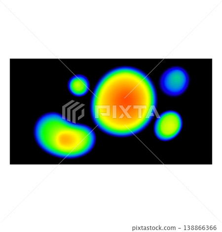 Abstract, vibrant, colored spots of a thermographic map, temperature intensity. Abstract, vibrant, colored spots of a thermographic map, temperature intensity. 138866366