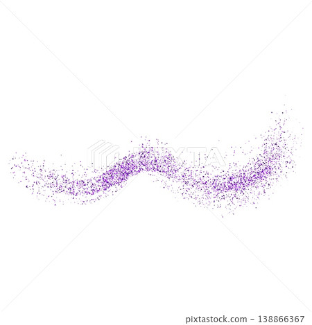 A wavy line of purple abstract particles, paint splatter, dust, and glitter. A wavy line of purple abstract particles, paint splatter, dust, and glitter. 138866367