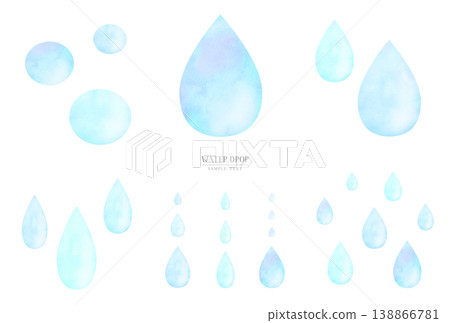 一組水彩風格的雨滴和水滴插圖 一組水彩風格的雨滴和水滴插圖 138866781