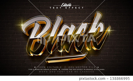 Black Editable Text Effect Design Vector Graphic Style with Gold Framed Typography Lettering on Vintage Brick Wall Background. Scalable Luxury Illustration Template for Greeting Card, Flyer, Banner Black Editable Text Effect Design Vector Graphic Style with Gold Framed Typography Lettering on Vintage Brick Wall Background. Scalable Luxury Illustration Template for Greeting Card, Flyer, Banner 138866995