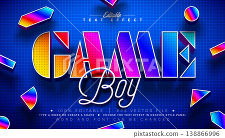 Game Boy Editable Text Effect Design Vector Graphic Style with Scalable 3d Playful Children Creation Typography Lettering on Blue Checkered Background. Premium Leisure and Recreation Illustration Game Boy Editable Text Effect Design Vector Graphic Style with Scalable 3d Playful Children Creation Typography Lettering on Blue Checkered Background. Premium Leisure and Recreation Illustration 138866996