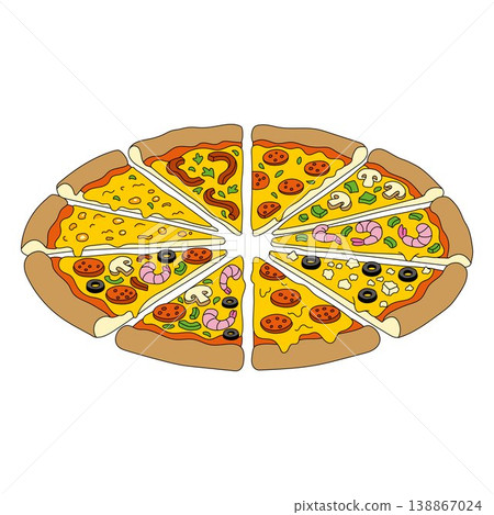 Variety Pizza Slices Collection Isolated on Light Background Variety Pizza Slices Collection Isolated on Light Background 138867024