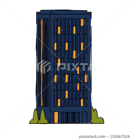 Minimal High Rise Building on Light Background Minimal High Rise Building on Light Background 138867026