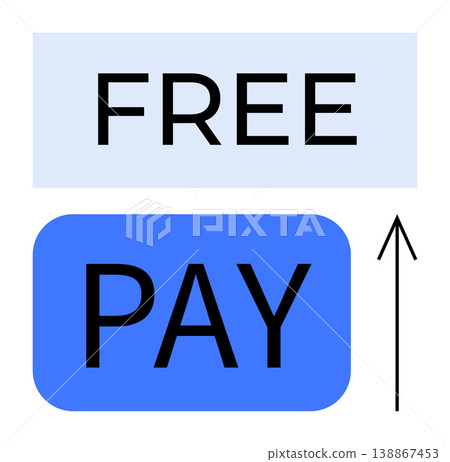 Pricing strategy, e-commerce, paid subscriptions, revenue growth, financial planning, business economy. Bold Free and Pay text with upward arrow. Pricing strategy and e-commerce concept Pricing strategy, e-commerce, paid subscriptions, revenue growth, financial planning, business economy. Bold Free and Pay text with upward arrow. Pricing strategy and e-commerce concept 138867453