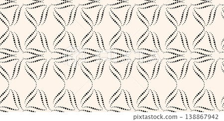 Elegant monochrome seamless pattern with rhythmic stippled waves. Sophisticated minimalist design for luxury textiles, fashion, and modern branding. Elegant monochrome seamless pattern with rhythmic stippled waves. Sophisticated minimalist design for luxury textiles, fashion, and modern branding. 138867942