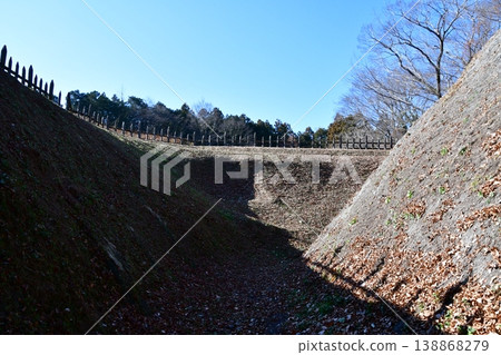 Hachigata Castle 102: Earthen rampart of the third enclosure, earthen rampart of the second enclosure Hachigata Castle 102: Earthen rampart of the third enclosure, earthen rampart of the second enclosure 138868279