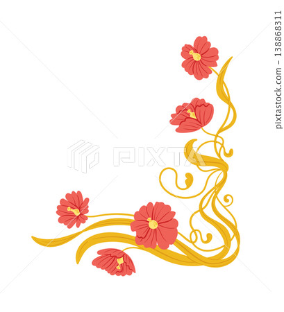 Floral Border Corner Ornament Art Nouveau Floral Border Corner Ornament Art Nouveau 138868311