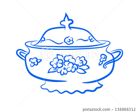 Vintage Hand Drawn Food Bowl Porcelain 138868312