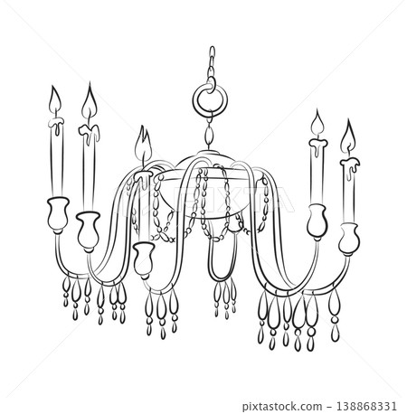 Chandelier With Candles Line Art 138868331
