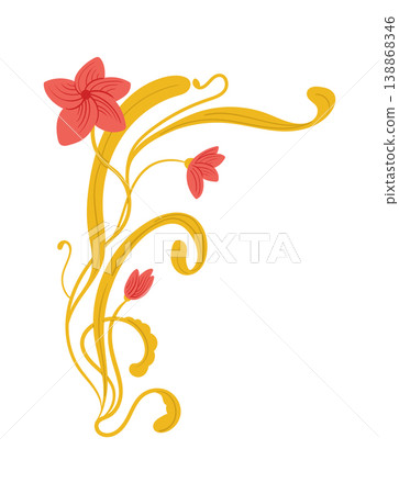 Floral Border Scrollwork Art Nouveau Floral Border Scrollwork Art Nouveau 138868346
