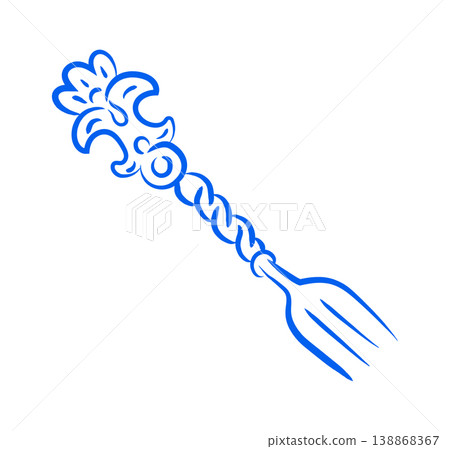 Fork Ornate Handle Line Art Fork Ornate Handle Line Art 138868367