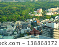 Miniature diorama-style photograph: A distant view of the Sangubashi Station area from the Tokyo Metropolitan Government Building observation deck. 138868372