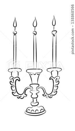 Candelabrum With Burning Candles Line Art Candelabrum With Burning Candles Line Art 138868566