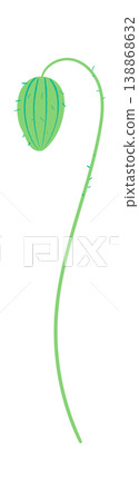 Bud Drooping On Curved Stem Line Art Bud Drooping On Curved Stem Line Art 138868632