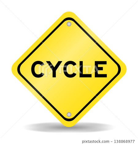 Yellow color transportation sign with word cycle on white background 138868977