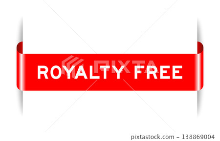 Red color inserted label banner with word royalty free on white background 138869004