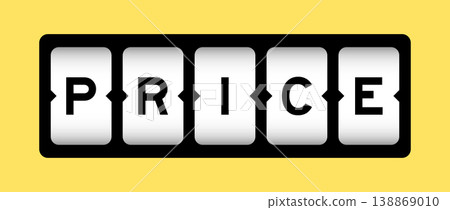 Black color in word price on slot banner with yellow color background 138869010