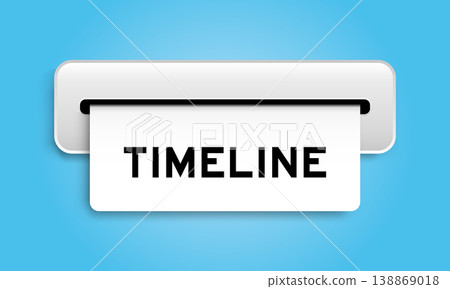 White coupon banner with word timeline from machine on blue color background White coupon banner with word timeline from machine on blue color background 138869018