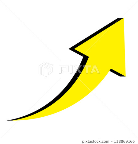 A simple yellow arrow illustration pointing upwards to the right, on a white background. A simple yellow arrow illustration pointing upwards to the right, on a white background. 138869166