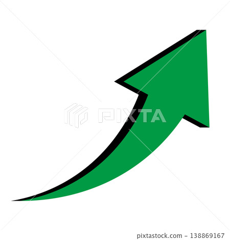 A simple upward-sloping green arrow illustration on a white background. 138869167