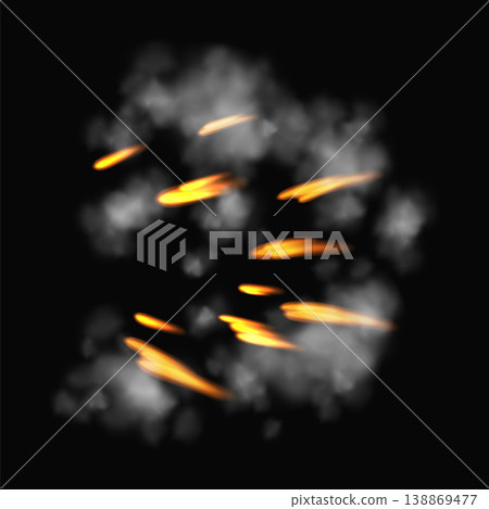 Gun flashe or gunshot animation. Fire explosion effect during the shot with the gun. Cartoon flash effect of bullet start. Shotgun fire, muzzle flash and explode 138869477