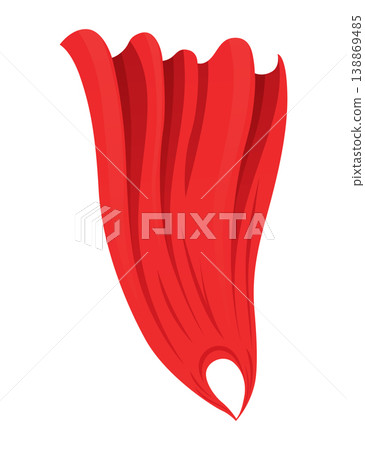 Superhero red cape in front view. Scarlet fabric silk cloak. Mantle costume or cover cartoon vector illustration Superhero red cape in front view. Scarlet fabric silk cloak. Mantle costume or cover cartoon vector illustration 138869485