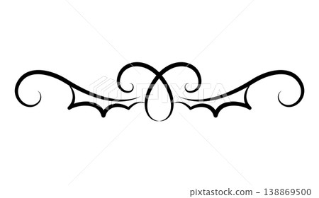 Flourish calligraphic design element. Page decoration symbol to embellish your layout. Linear of vintage swirl Flourish calligraphic design element. Page decoration symbol to embellish your layout. Linear of vintage swirl 138869500
