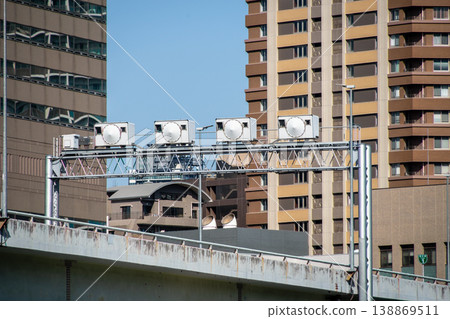 Speed camera system on the loop line of the Hanshin Expressway Speed camera system on the loop line of the Hanshin Expressway 138869511
