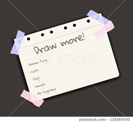 Paper notes stickers. Place for memo messages on paper sheets. Attached with sticky colorful tape on grey background isolated vector illustration Paper notes stickers. Place for memo messages on paper sheets. Attached with sticky colorful tape on grey background isolated vector illustration 138869540