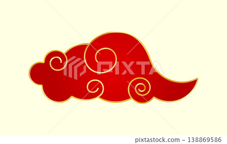 Red Gold traditional Chinese cloud. Luxury gradient element 138869586