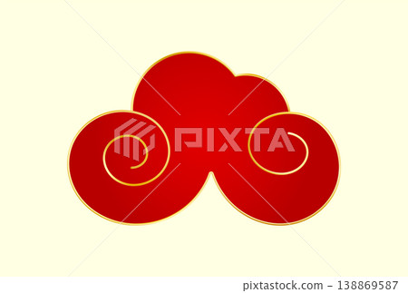 Red Gold traditional Chinese cloud. Luxury gradient element 138869587