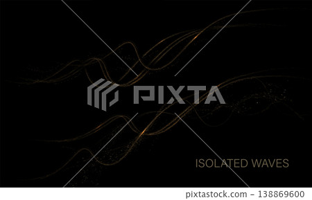 An isolated design element. Sophisticated waves with fine gold tinsel An isolated design element. Sophisticated waves with fine gold tinsel 138869600