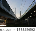 鐵路高架橋和架空電線，俯瞰圖，基礎設施 138869692