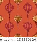Vector seamless pattern with chinese lanterns perfect for greeting cards. 138869820