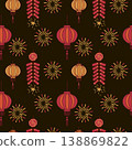 Vector seamless pattern with chinese lanterns and fireworks perfect for greeting cards. 138869822
