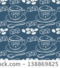 Hand drawn vintage italian seamless pattern with coffe drinks. Retro Italia dolce vita background perfect for menus, wrapping, wallpapers. 138869825