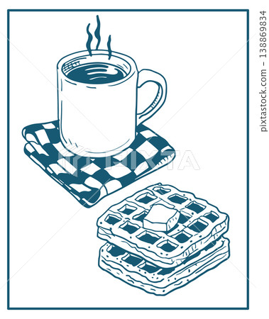 Hand drawn vector illustration of brunch, perfect for invitations, menus, parties. La dolce vita minimalist line art for poster, placard, print, card. Hand drawn vector illustration of brunch, perfect for invitations, menus, parties. La dolce vita minimalist line art for poster, placard, print, card. 138869834