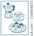 Hand drawn vector illustration of brunch, perfect for invitations, menus, parties. La dolce vita minimalist line art for poster, placard, print, card. 138869835