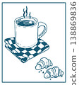 Hand drawn vector illustration of brunch, perfect for invitations, menus, parties. La dolce vita minimalist line art for poster, placard, print, card. 138869836
