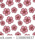 Spring floral seamless pattern with pink cherry blossom. Vector background. 138869837