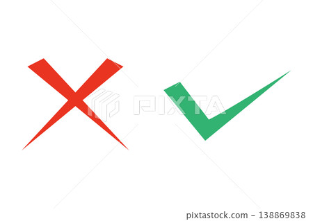 Simple checkmark and cross mark illustrations Simple checkmark and cross mark illustrations 138869838