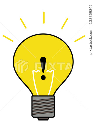 An illustration of a glowing light bulb representing the moment an idea struck. 138869842